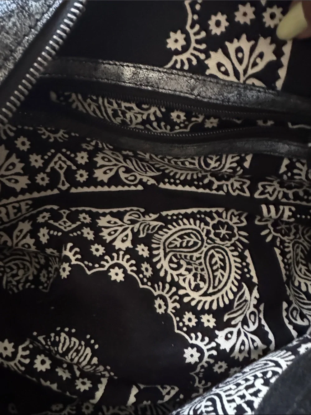 We The Free Shimmery Silver Crescent Shoulder Bag